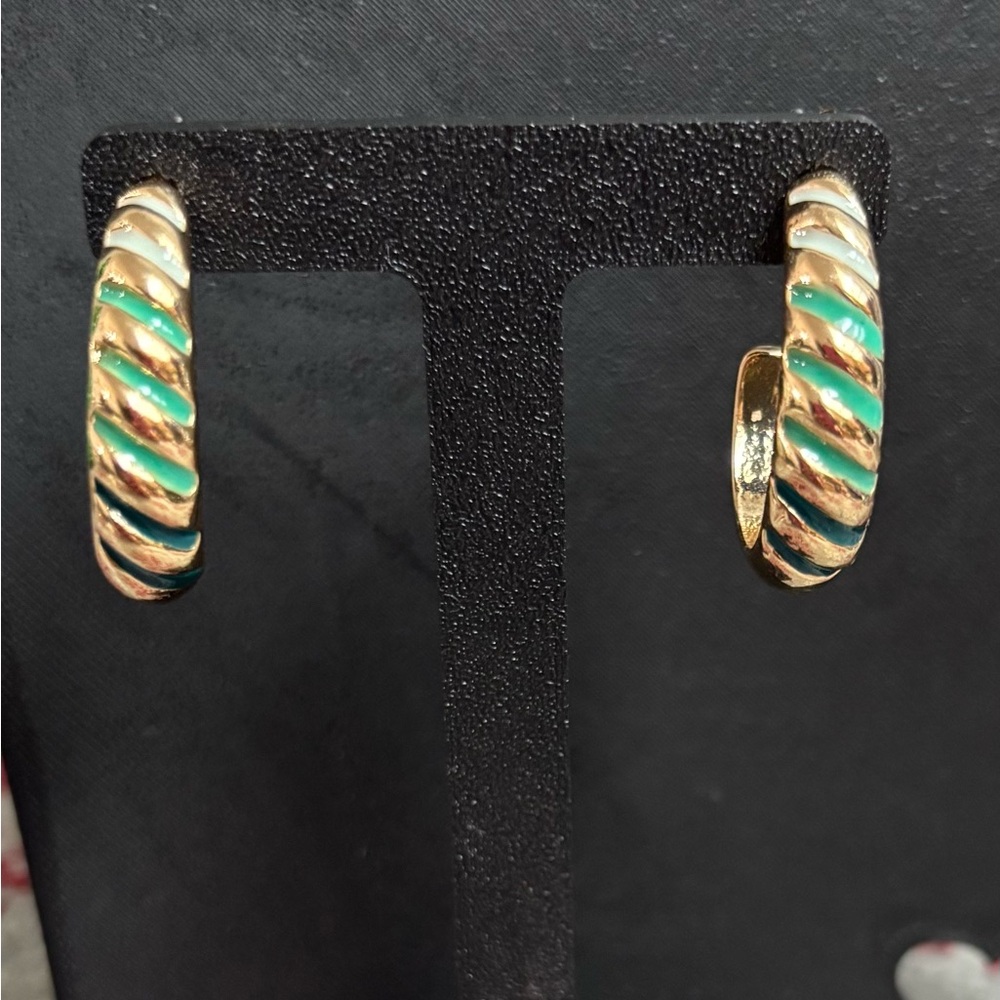 5/$25 (Pick 5 items for $25 Labeled) Goldtone Hoop Earring Multicolored Stripes